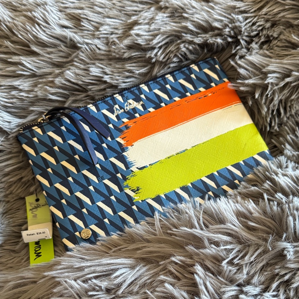 Sam Edelman Blue and Multicolor Cosmetic Bag